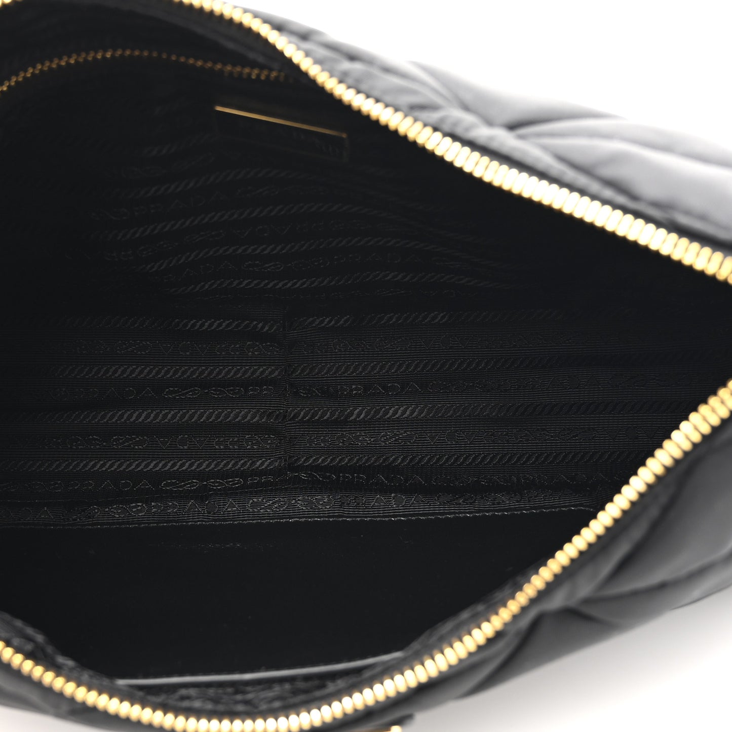 Re-Nylon Triangle Quilted Padded Patchwork System Large Shoulder Bag Black