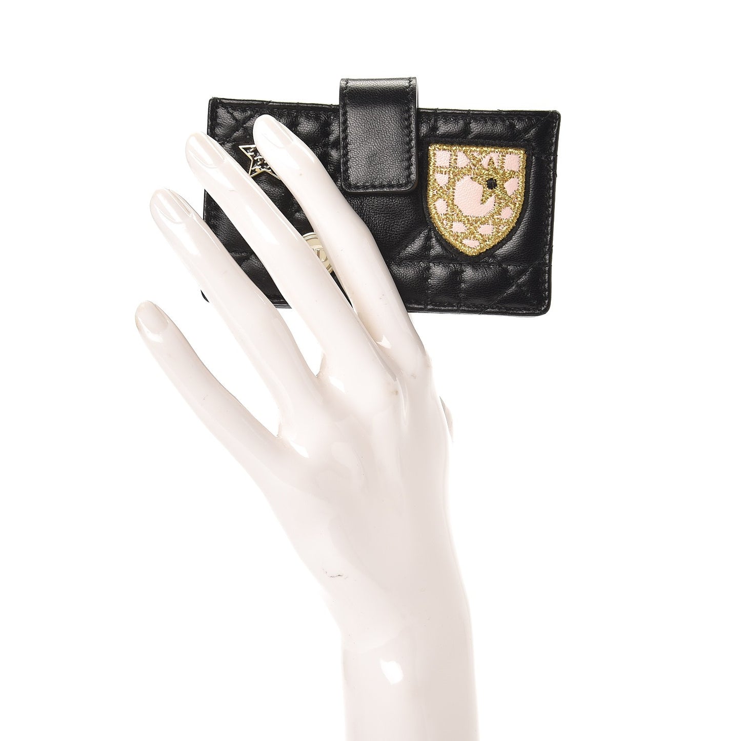 Lambskin Cannage Lucky Badges Lady Dior 5-Gusset Card Holder Black