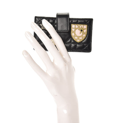 Christian Dior Lambskin Cannage Lucky Badges Lady Dior 5-Gusset Card Holder Black 2 of 6