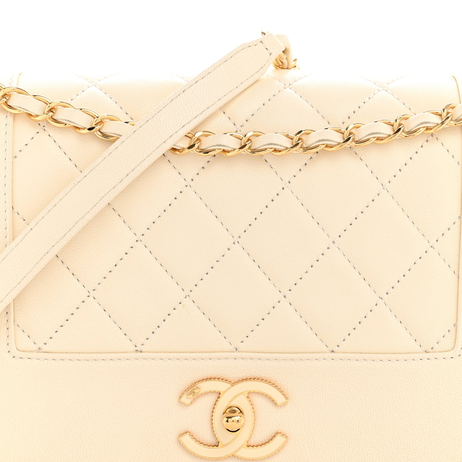 Chanel Sheepskin Quilted Medium Vintage Mademoiselle Flap White 8 of 15