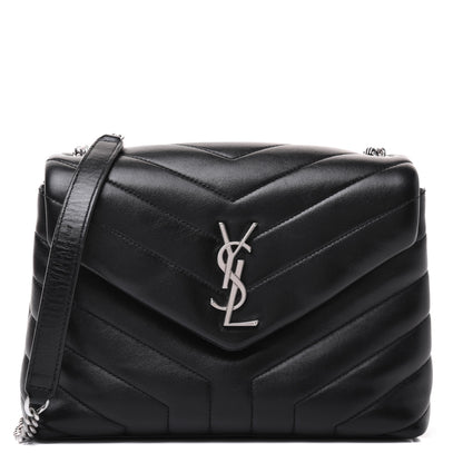 Saint Laurent Calfskin Y Quilted Monogram Small Loulou Chain Satchel Black 1 of 21