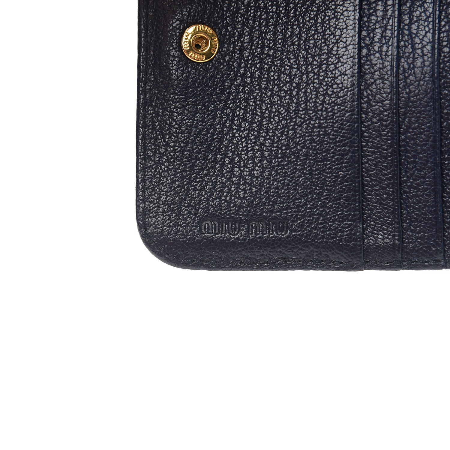 Miu Miu Goatskin Madras Zip Compact Wallet Navy 5 of 7