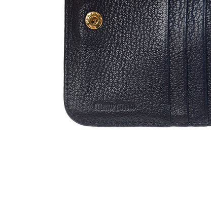 Miu Miu Goatskin Madras Zip Compact Wallet Navy 5 of 7