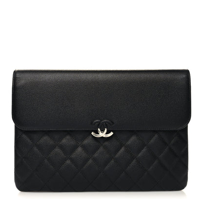 Chanel Grained Calfskin Quilted CC Box Pouch Black 1 of 12