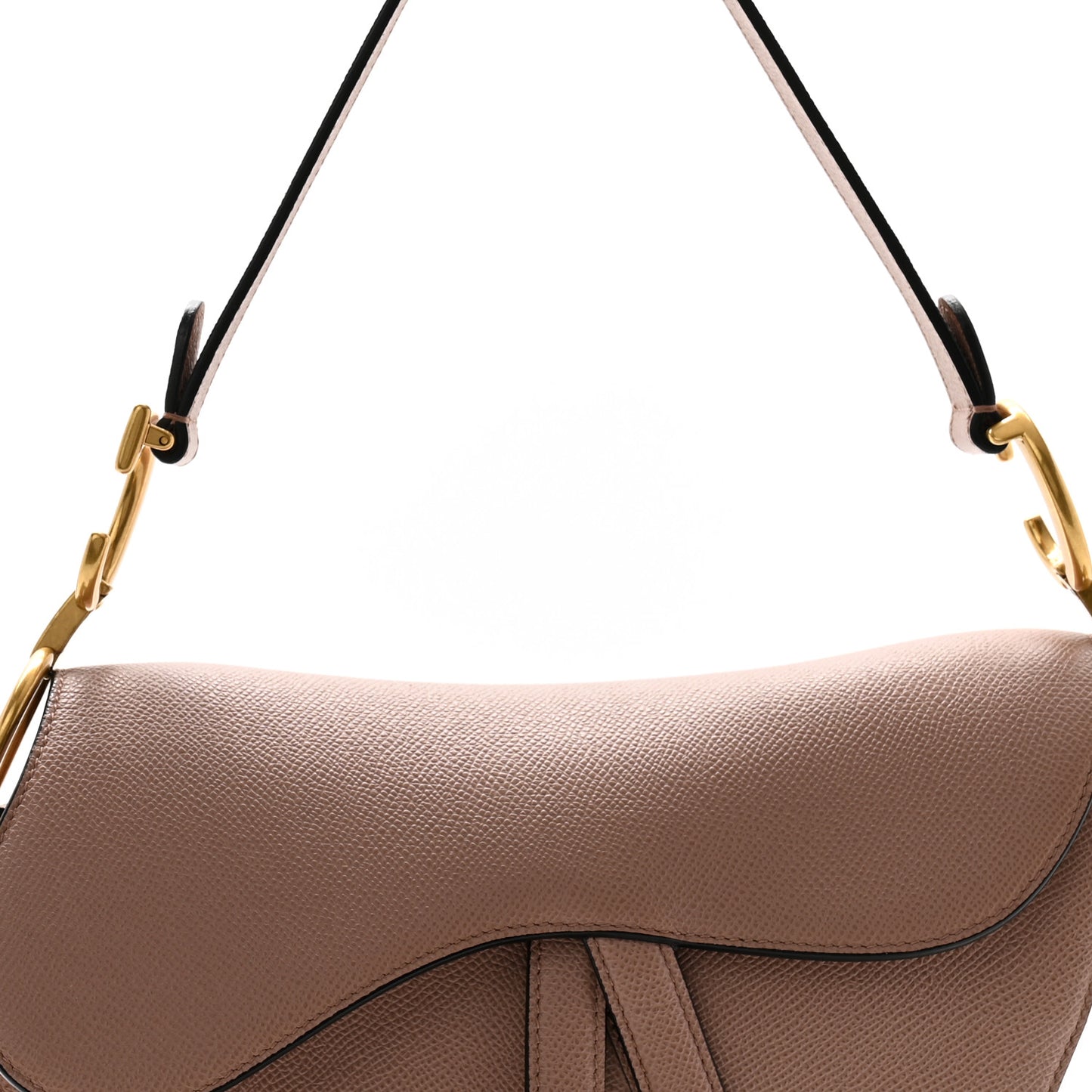 Grained Calfskin Saddle Bag With Strap Blush