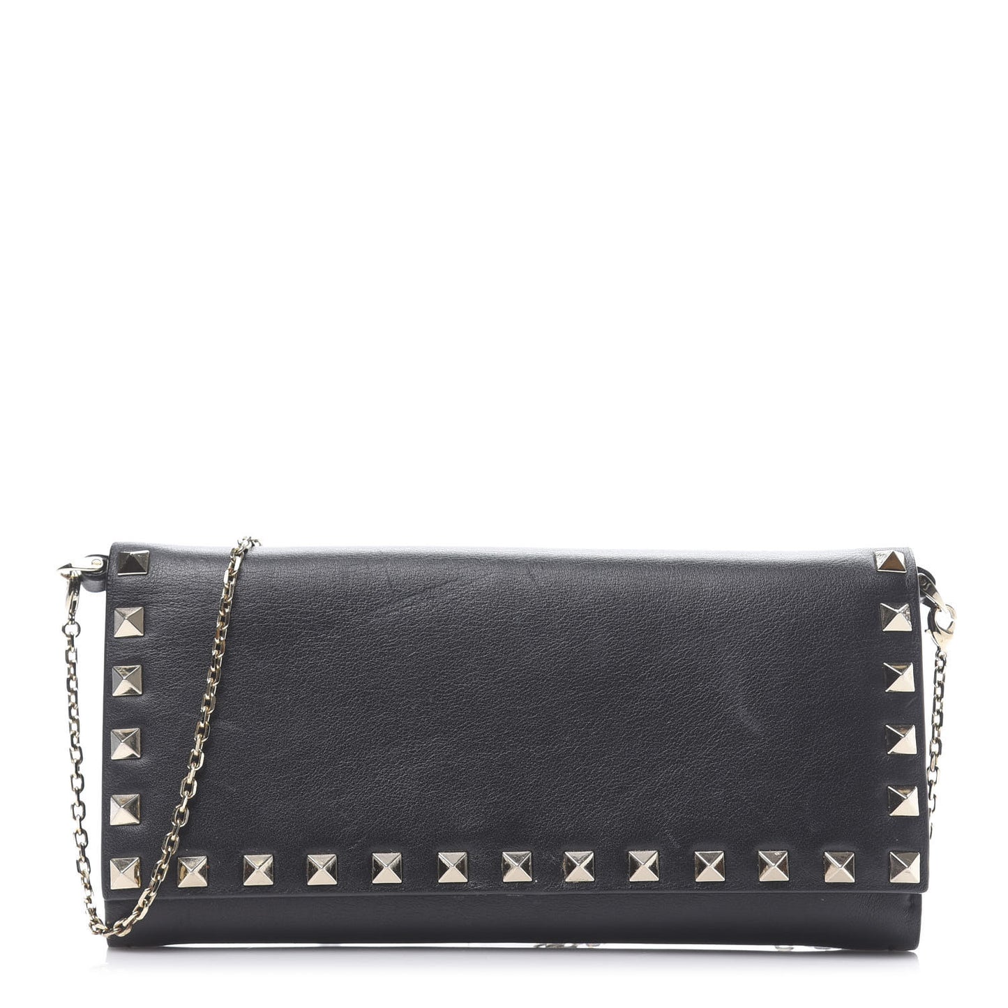 Vitello Rockstud Flap Wallet on Chain Black