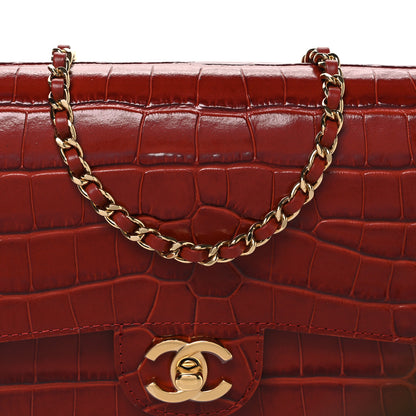 Chanel Calfskin Crocodile Embossed Turn Around Mini Top Handle Flap Burgundy 8 of 11
