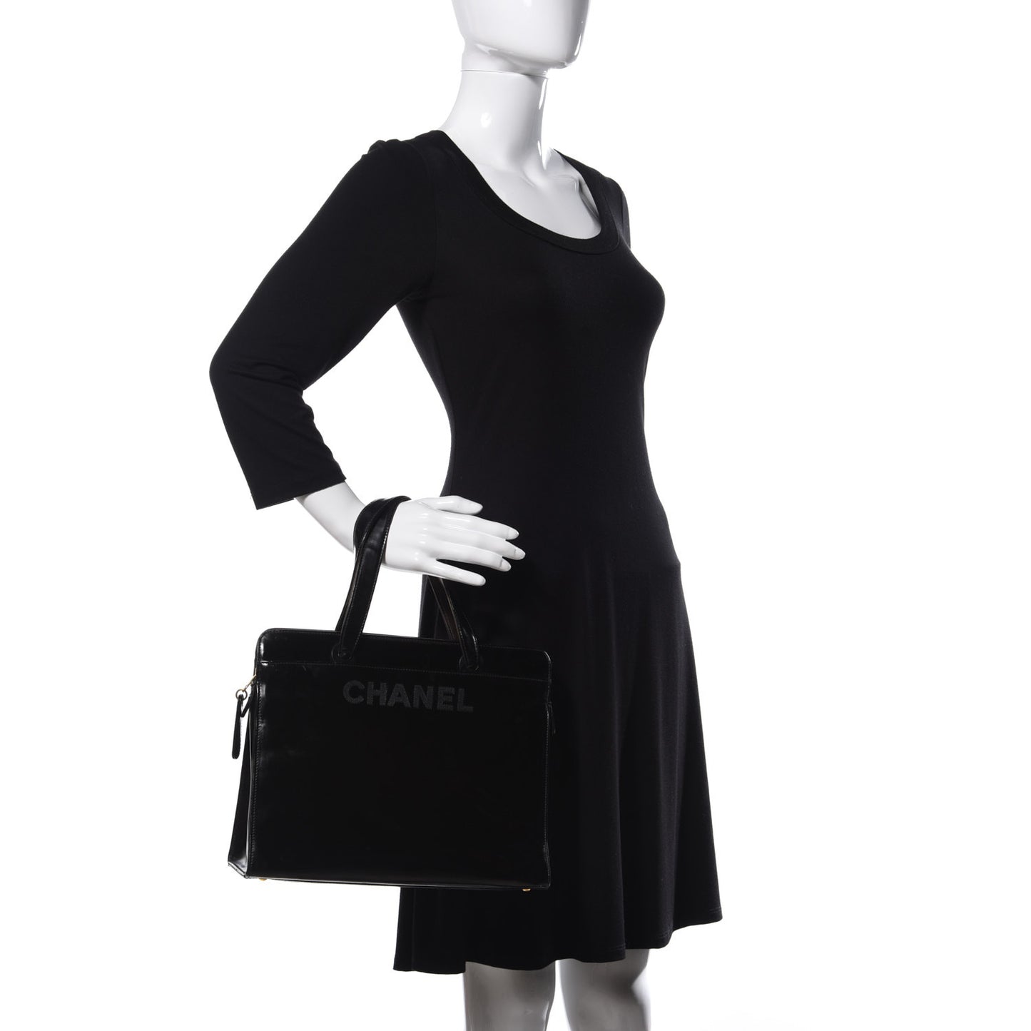 Patent Logo Shoulder Bag Black