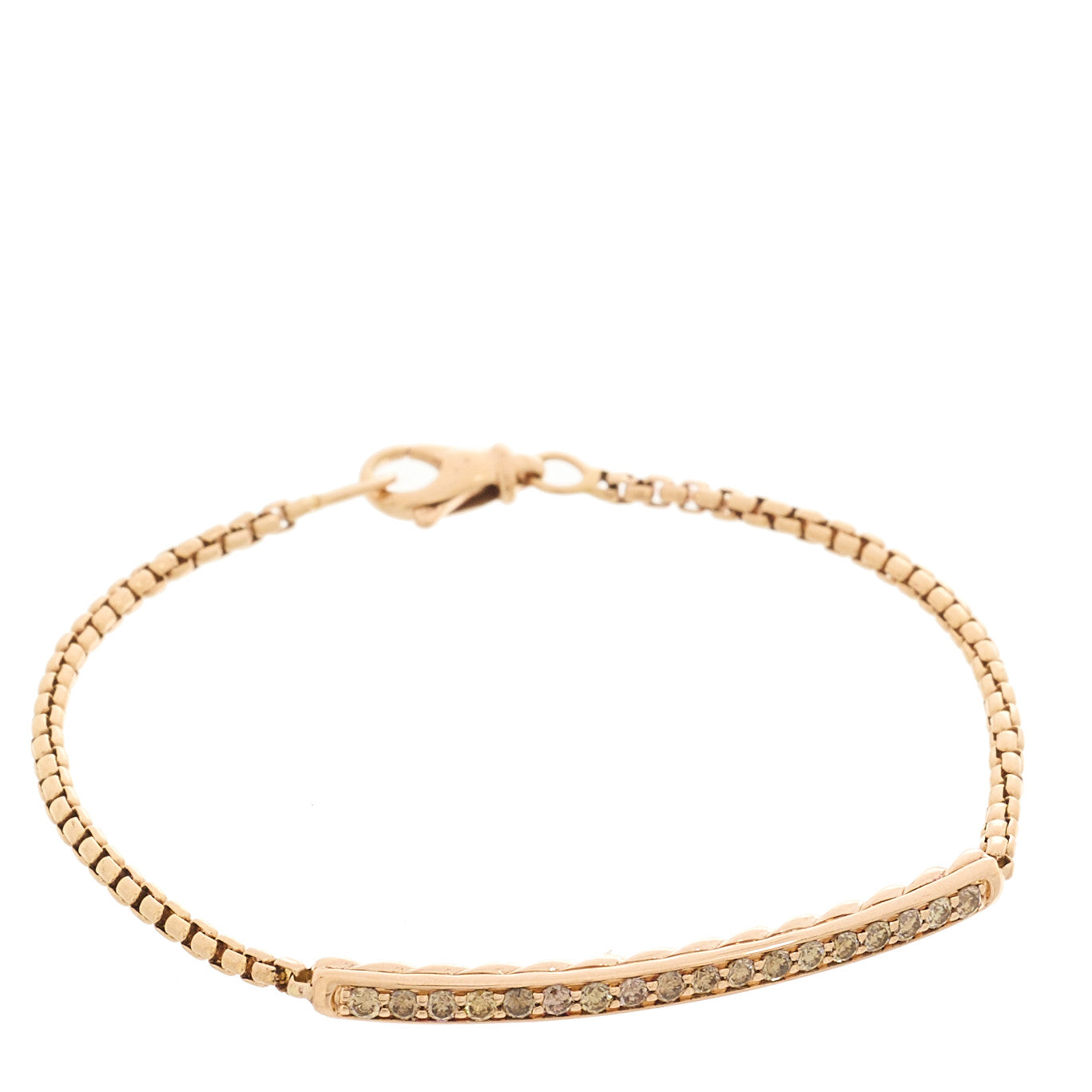 18K Rose Gold Cognac Diamond Petite Pave Bar Bracelet