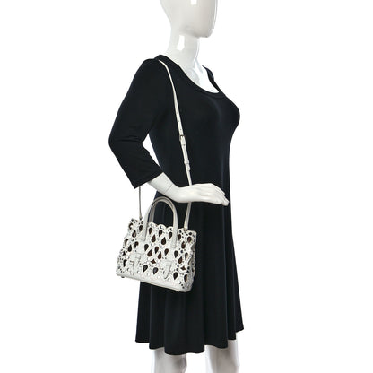Alaia Calfskin Laser Cut Mina 16 Bag White 2 of 12