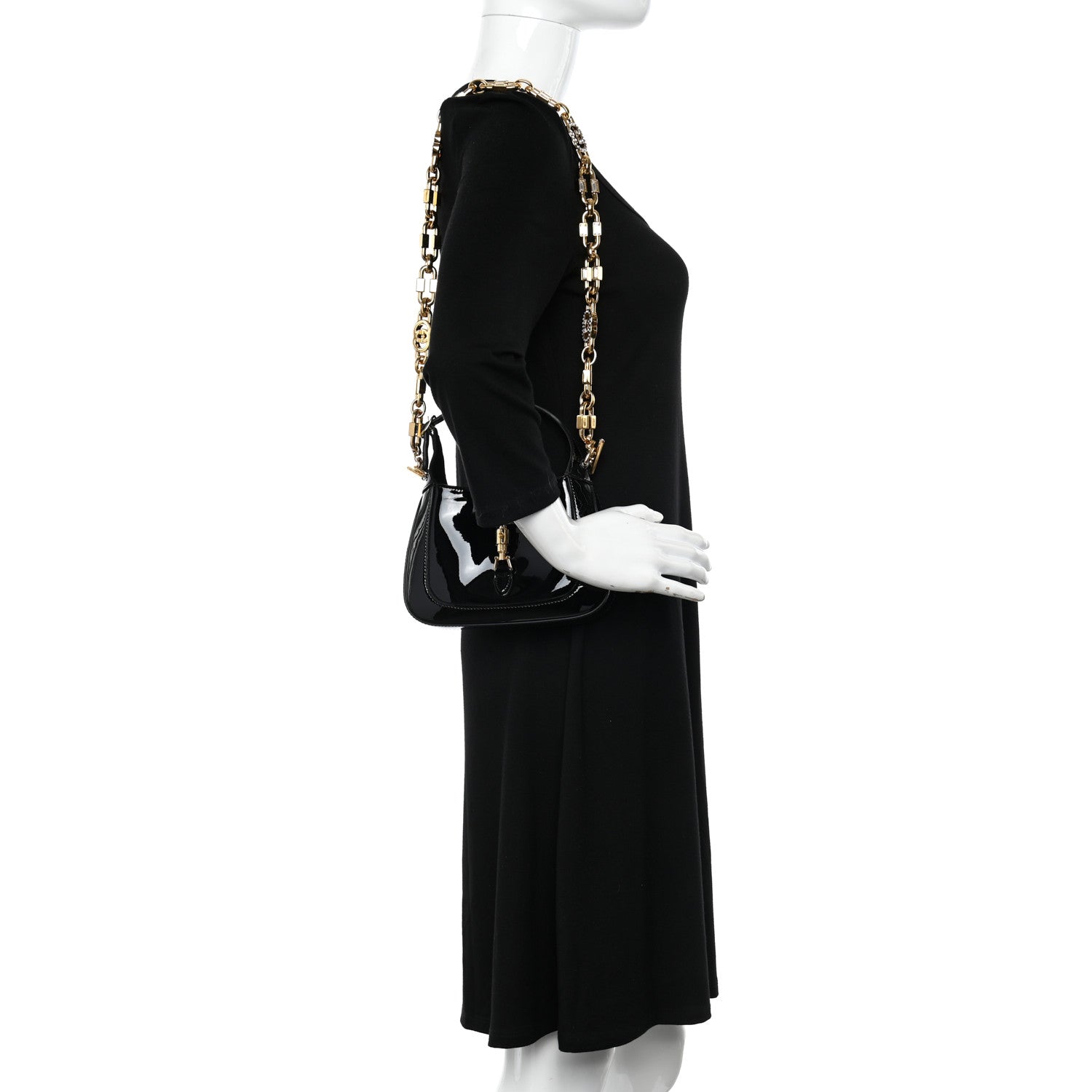 Gucci Patent Mini Jackie 1961 Crystal Hobo Black 2 of 12