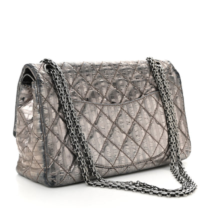 Chanel Metallic Calfskin Striped 2.55 Reissue 226 Flap Dark Silver 3 of 11