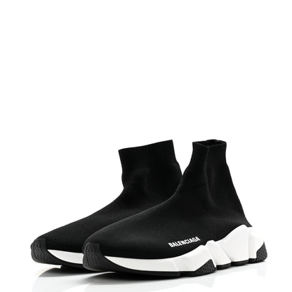 Balenciaga Neoprene Knit Womens Speed Sneakers 38 Black White 3 of 10