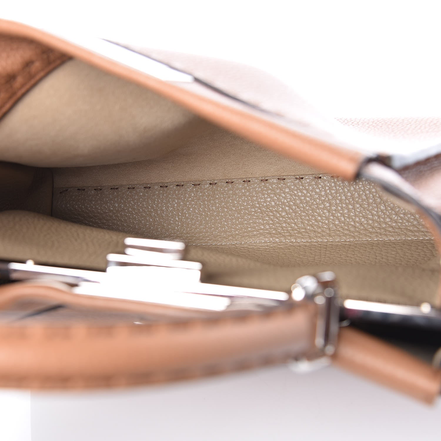 Fendi Cuoio Romano Selleria Bi-Color Medium Peekaboo Iconic Satchel Mou Deserto 6 of 12