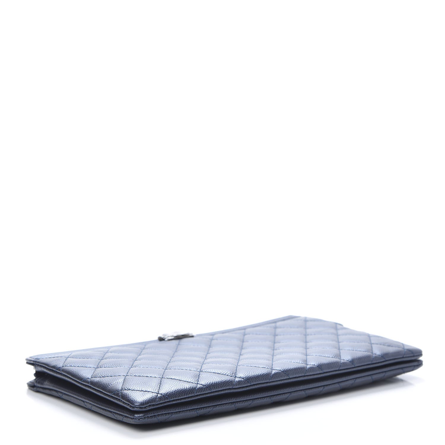 Chanel Metallic Caviar Quilted Small Zipped Boy Pouch Navy 4 of 8