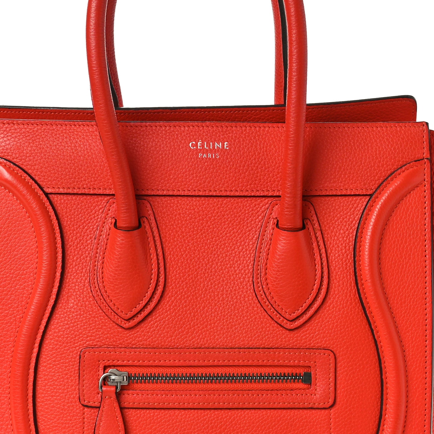 Drummed Calfskin Micro Luggage Vermillion