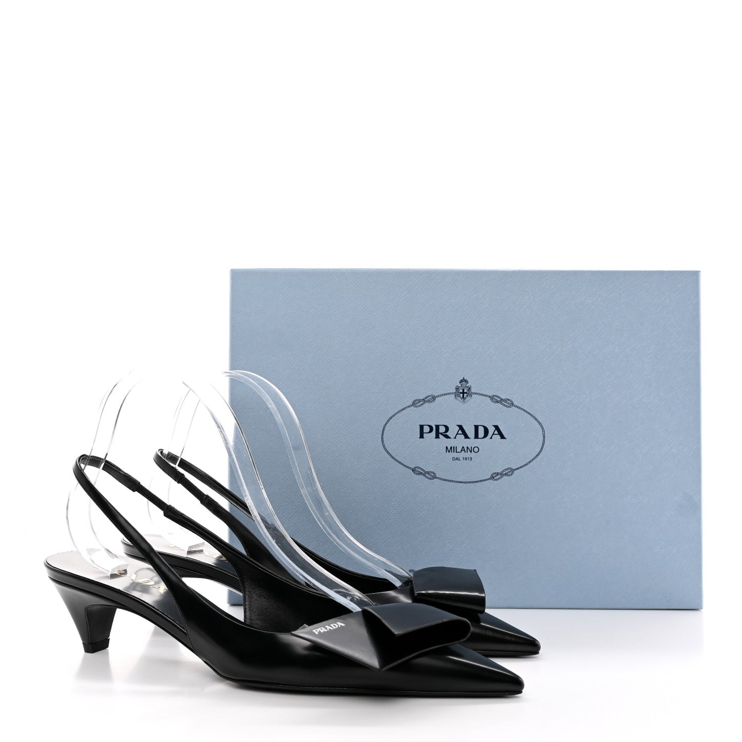 Spazzolato Logo Pointed Toe 45mm Slingback Pumps 40 Black