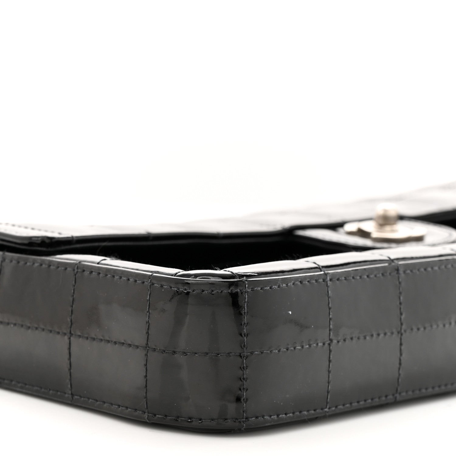 Chanel Patent Quilted East West Chocolate Bar Flap Black 9 of 11