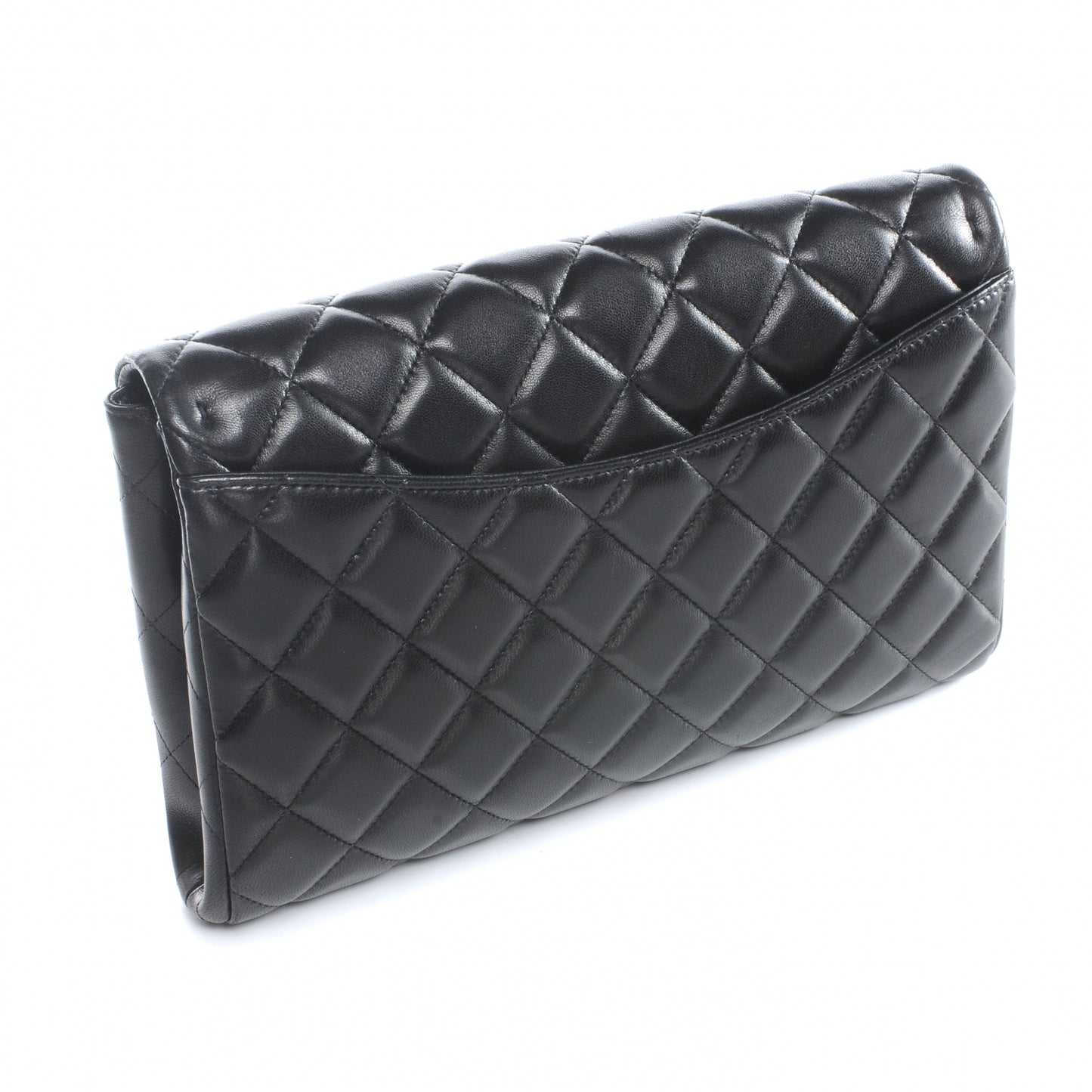 Lambskin Quilted Clutch Flap Black
