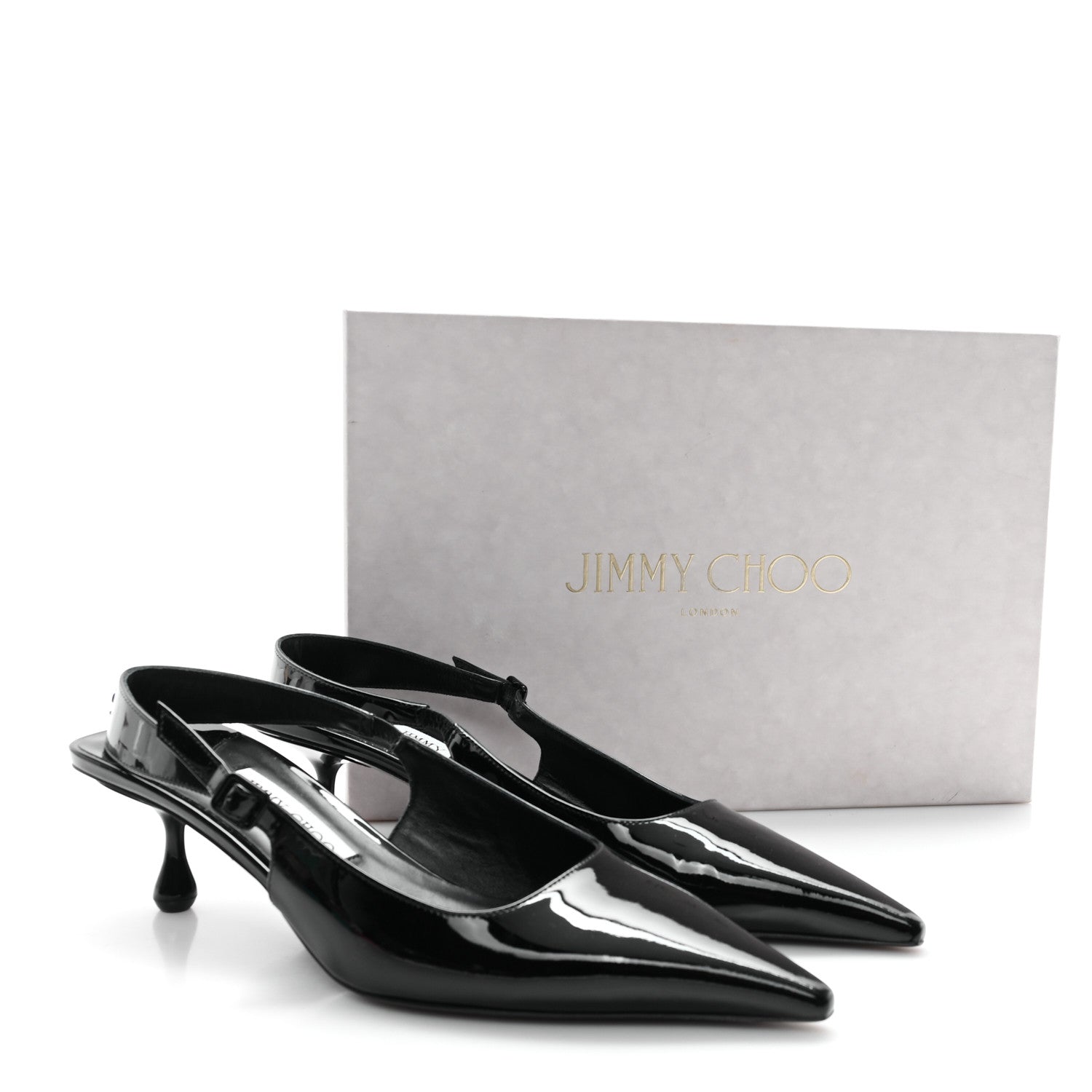 Jimmy Choo Patent Amel 50 Slingback Pumps 39.5 Black 11 of 11
