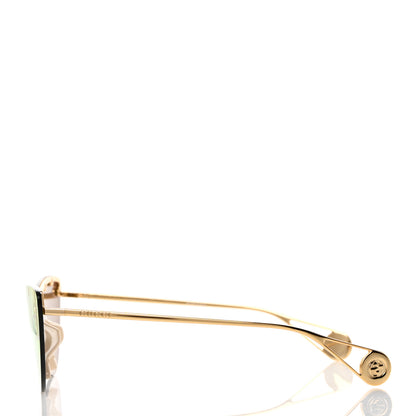 Gucci Metal Rimless Star Studded Monogram 90mm Cat Eye GG0666S Sunglasses Mirror Purple 3 of 8