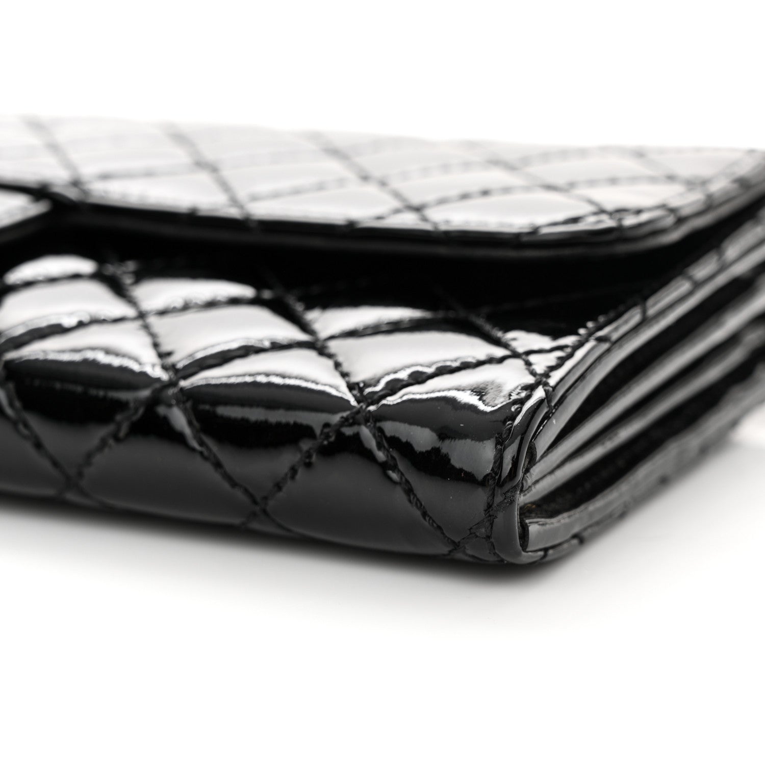 Chanel Patent Calfskin Quilted Flap Clutch With Chain Black 10 of 11