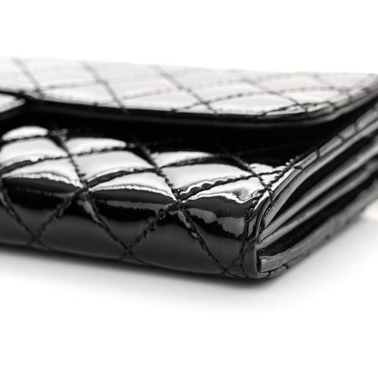 Chanel Patent Calfskin Quilted Flap Clutch With Chain Black 10 of 11