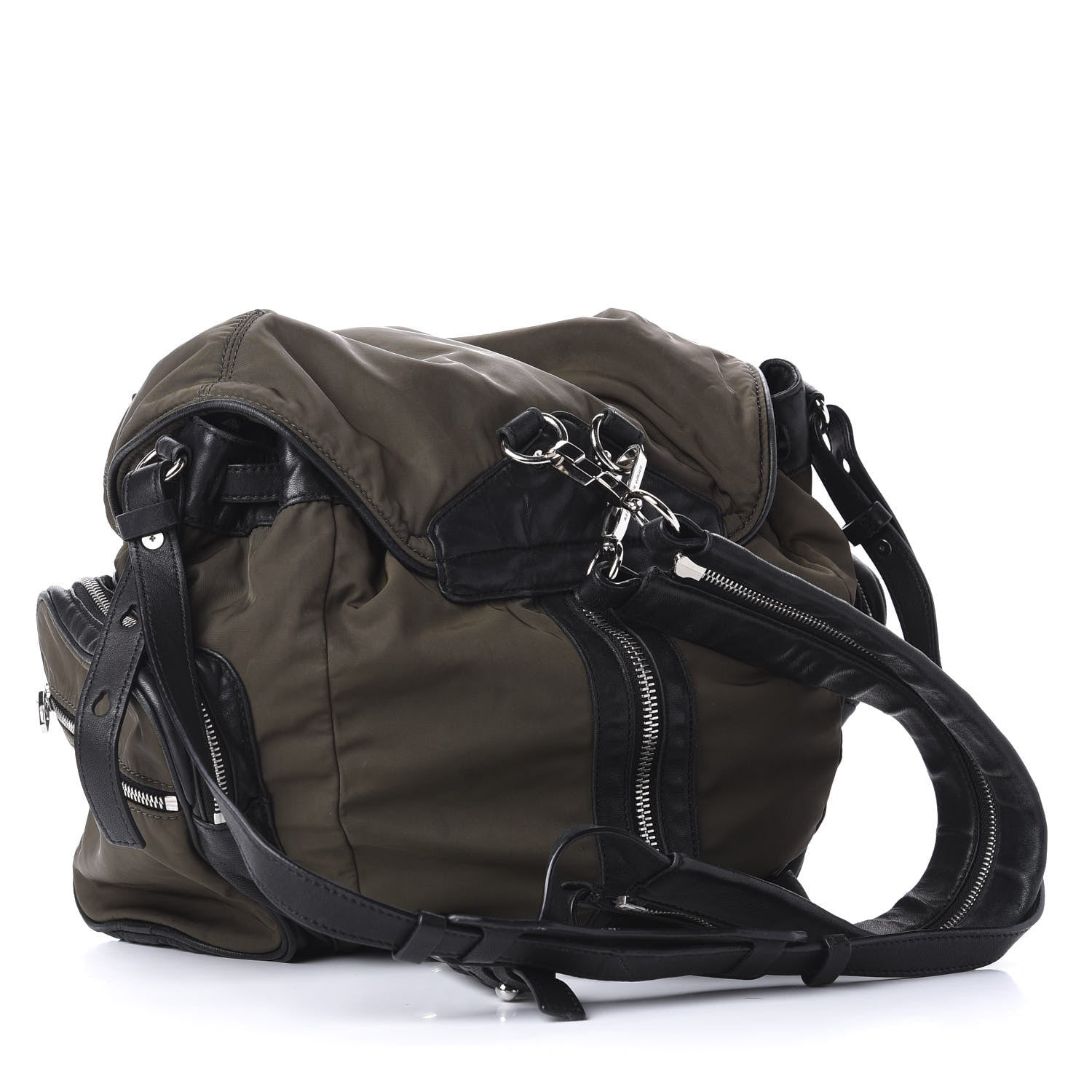 Alexander Wang Lambskin Nylon Marti Backpack Military Green Nickel Hardware 2 of 10