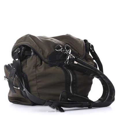 Alexander Wang Lambskin Nylon Marti Backpack Military Green Nickel Hardware 2 of 10