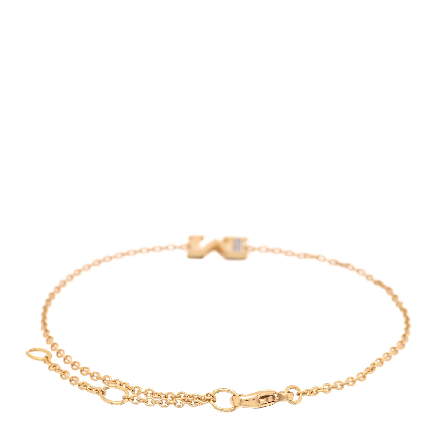 18K Yellow Gold Diamond Initial M Chain Bracelet