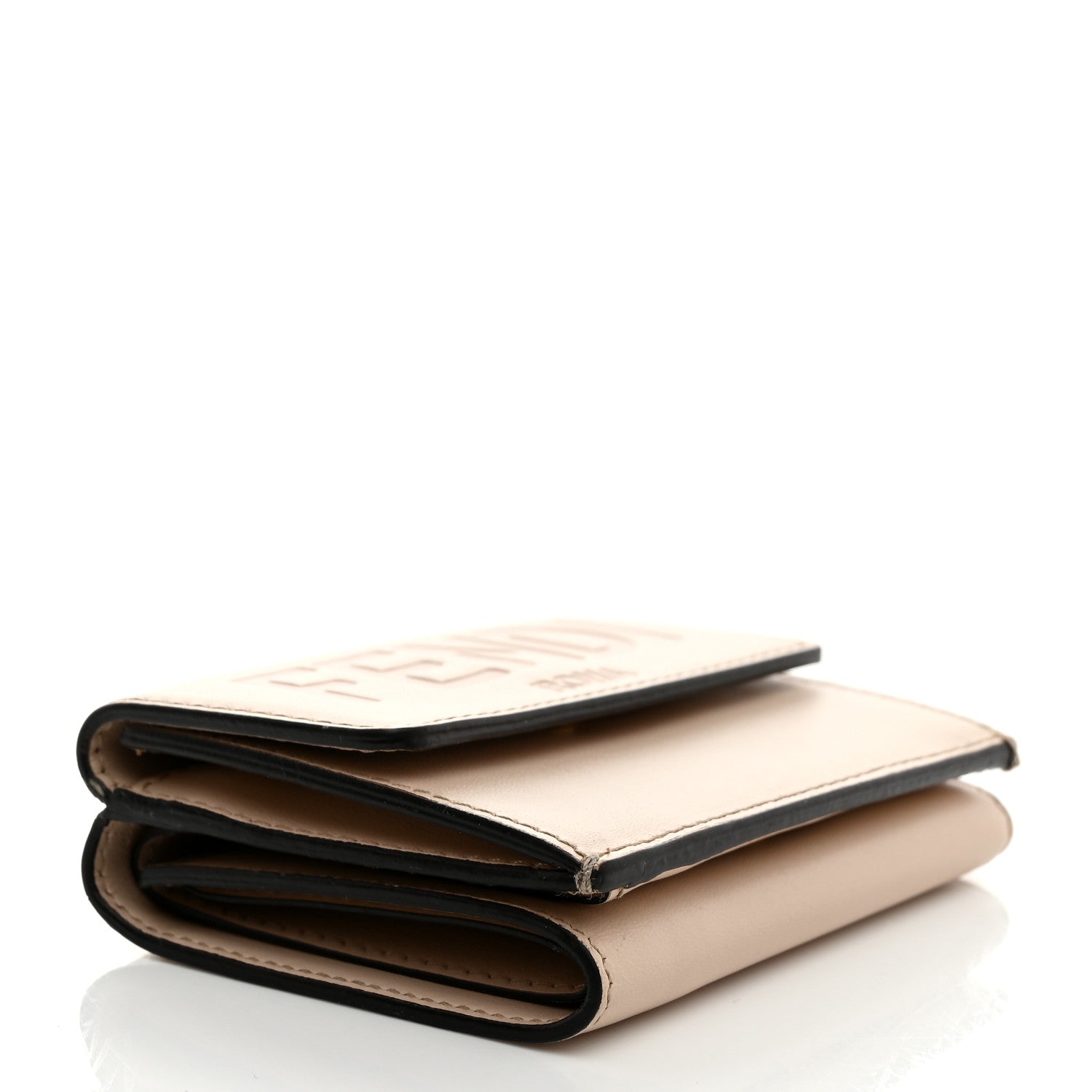 Fendi Vitello King Tamponato Embossed Fendi Roma Micro Tri-Fold Wallet Poudre 4 of 7