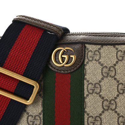 Gucci GG Supreme Monogram Textured Dollar Calfskin Web Ophidia Wristlet Shoulder Bag Beige Ebony New Acero 8 of 10