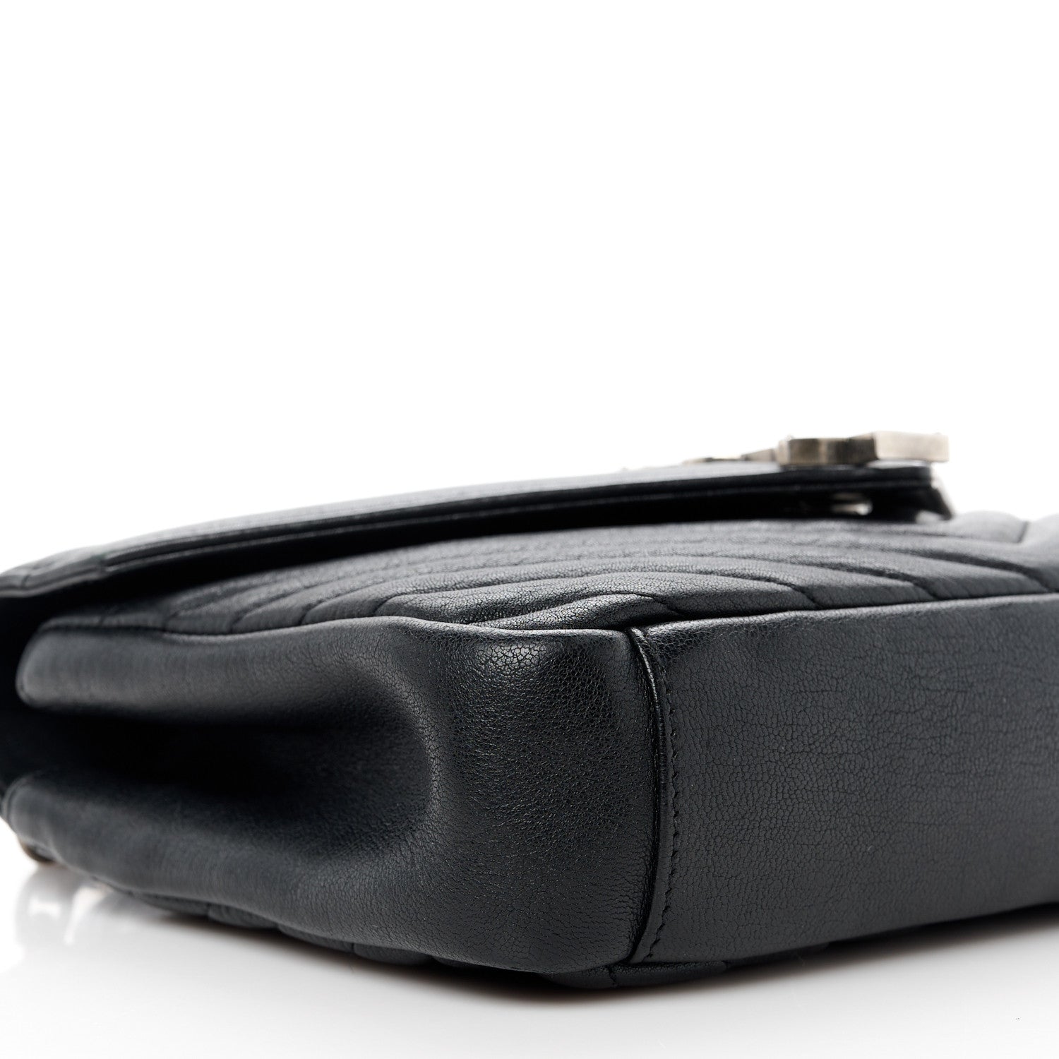 Saint Laurent Sheepskin Matelasse Chevron Monogram Medium College Bag Black 10 of 11