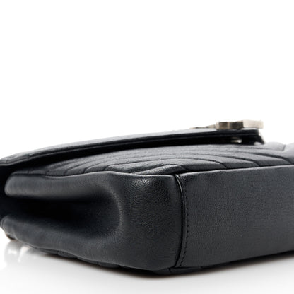 Saint Laurent Sheepskin Matelasse Chevron Monogram Medium College Bag Black 10 of 11