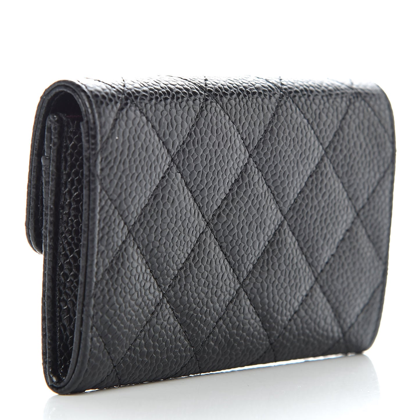 Caviar Quilted Flap Card Holder Black