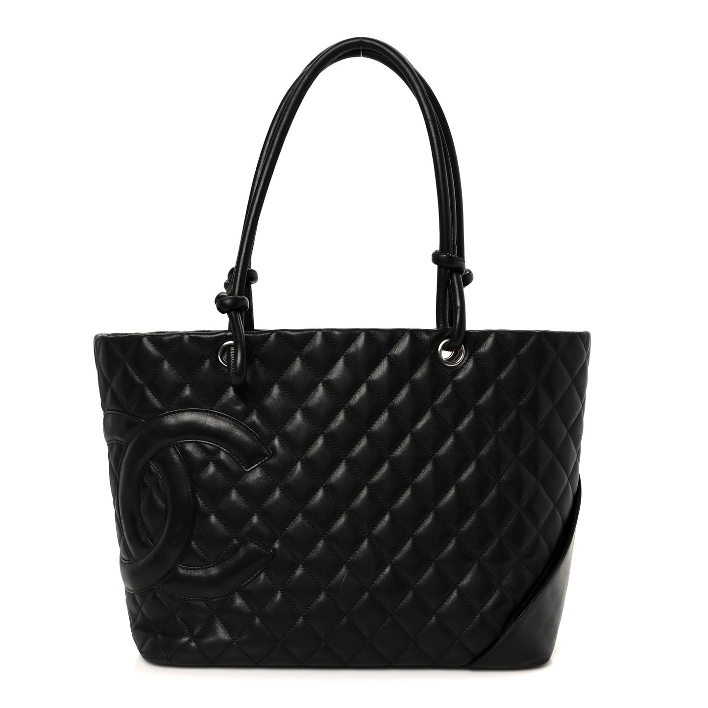 Calfskin Quilted Large Cambon Tote Black