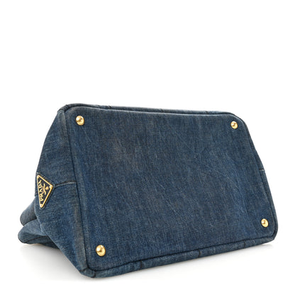 Prada Denim Logo Tote Bleu 4 of 12