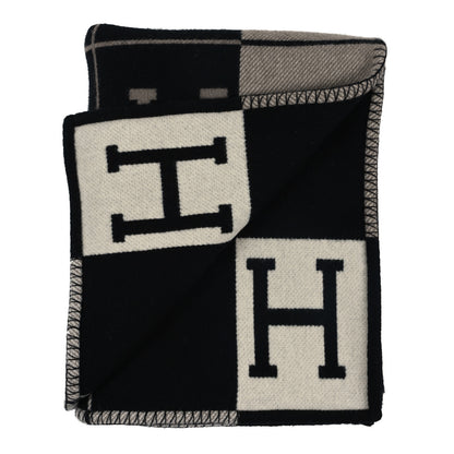 Hermes Wool Cashmere Avalon III Blanket Ecru Black 2 of 3