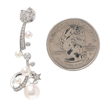 Chanel 18K White Gold Diamond Pearl Comete Perlee Ear Cuff 2 of 5