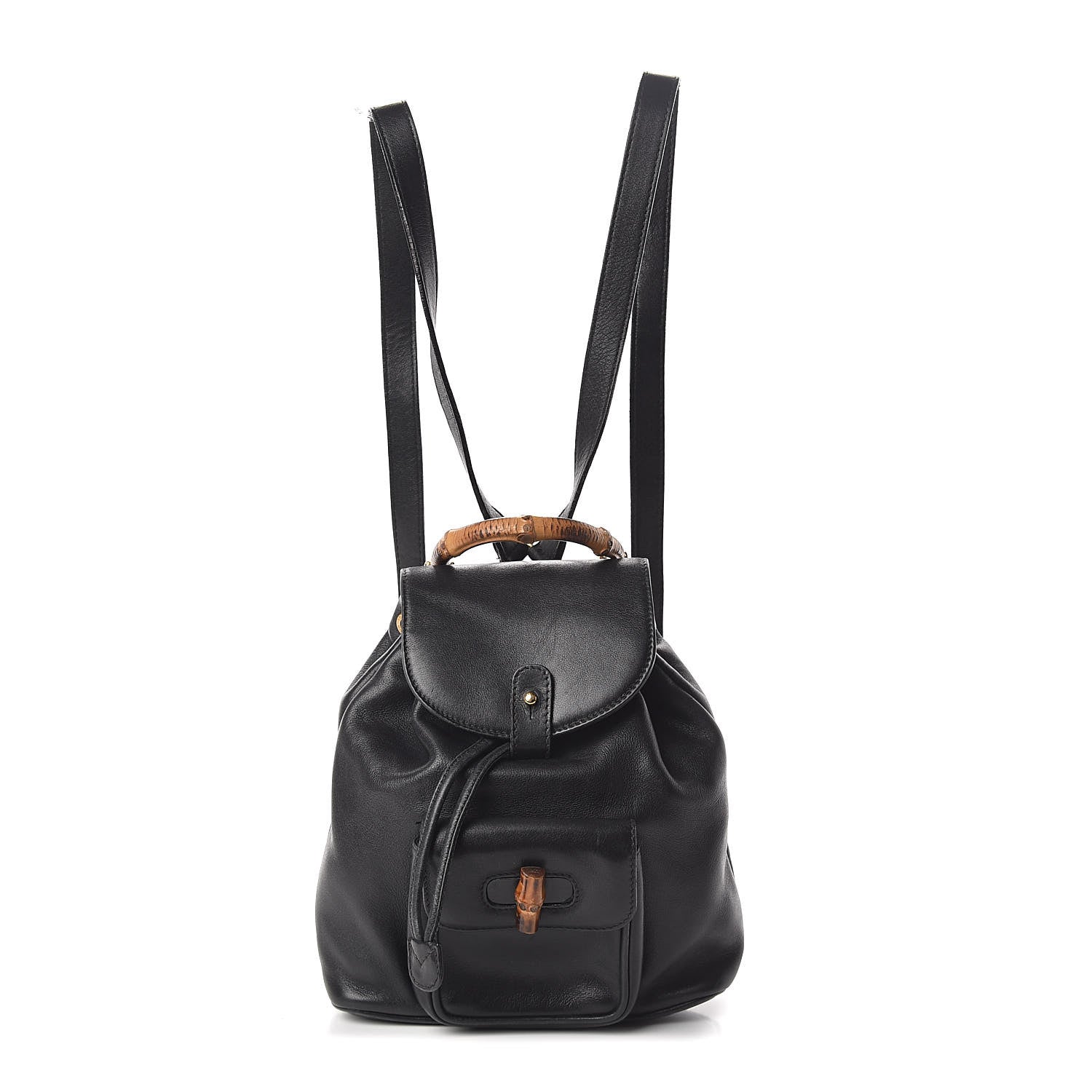 Gucci Calfskin Bamboo Backpack Black 1 of 9
