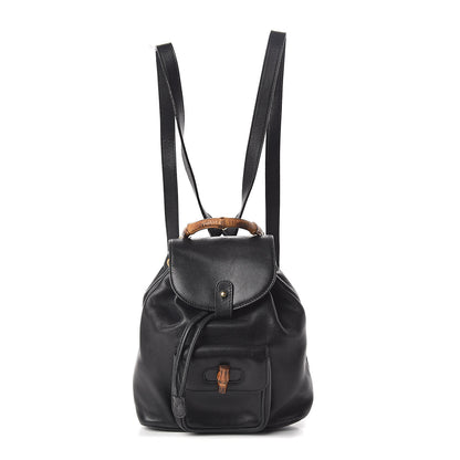 Gucci Calfskin Bamboo Backpack Black 1 of 9