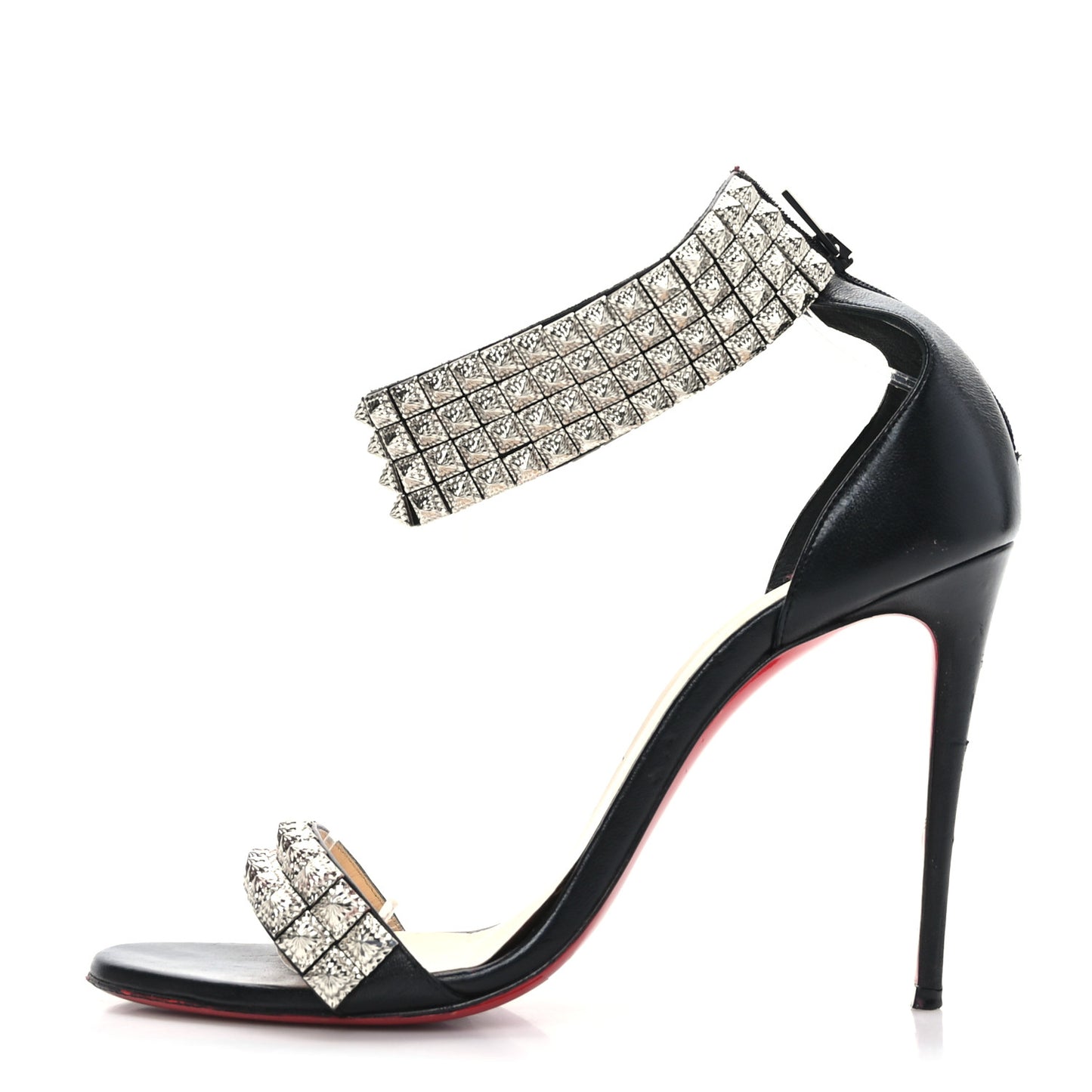 Nappa Priyadora 100 Studded Sandals 39.5 Black Silver