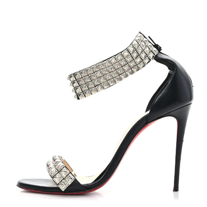 Christian Louboutin Nappa Priyadora 100 Studded Sandals 39.5 Black Silver 1 of 7