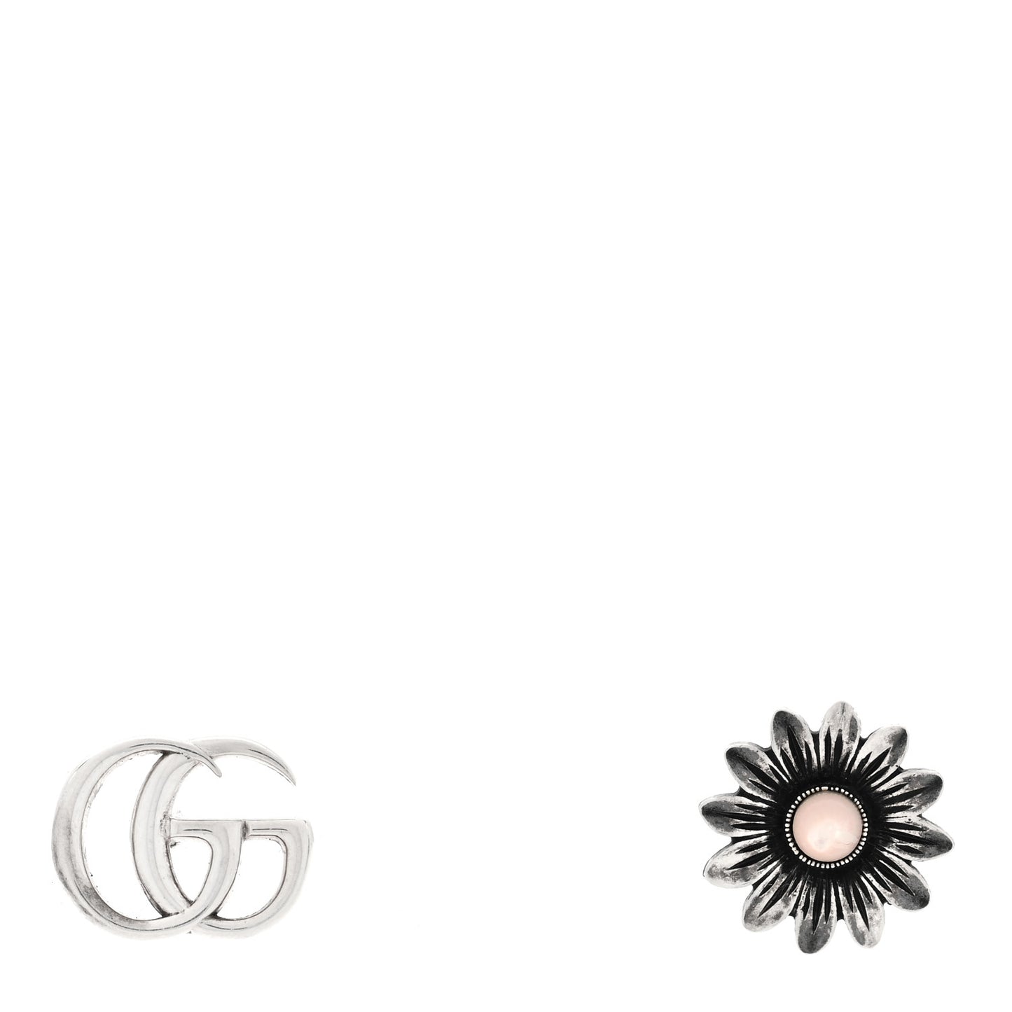Sterling Silver Pink Mother of Pearl Flower Marmont Double G Earrings