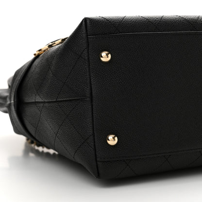 Chanel Crumpled Grained Calfskin Zip and Carry Shopping Tote Black 9 of 11