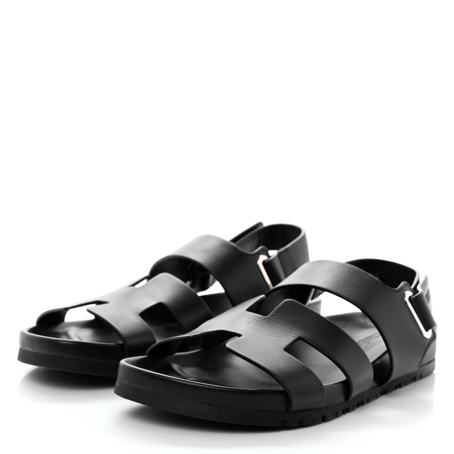 Hermes Calfskin Womens Takara Sandals 38 Black 3 of 9