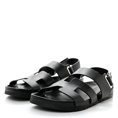 Hermes Calfskin Womens Takara Sandals 38 Black 3 of 9