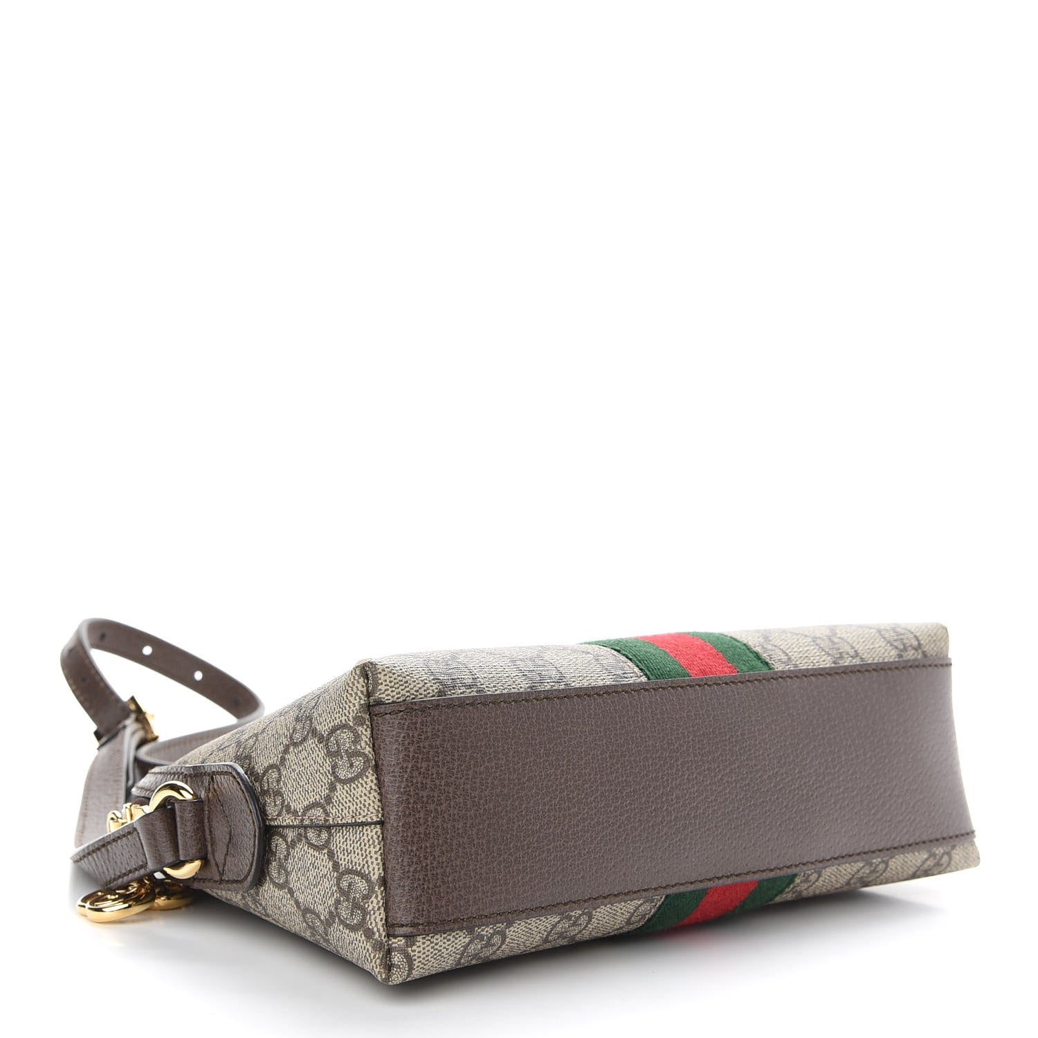 Gucci GG Supreme Monogram Textured Dollar Calfskin Web Small Ophidia Dome Shoulder Bag Beige Ebony New Acero 4 of 9