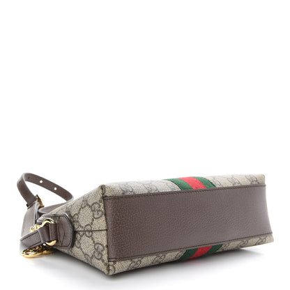 Gucci GG Supreme Monogram Textured Dollar Calfskin Web Small Ophidia Dome Shoulder Bag Beige Ebony New Acero 4 of 9