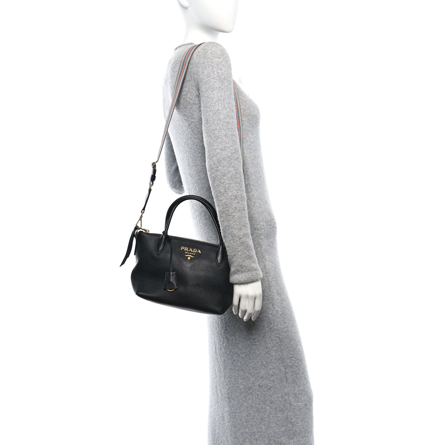 Prada Vitello Daino Small Tote  Black 2 of 10